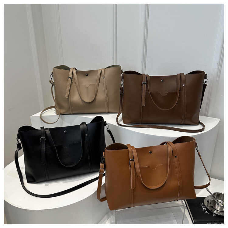 Retro texture commuting solid color simple 2024 autumn new large-capacity single-shoulder bag with a relaxed underarm tote bag undefined