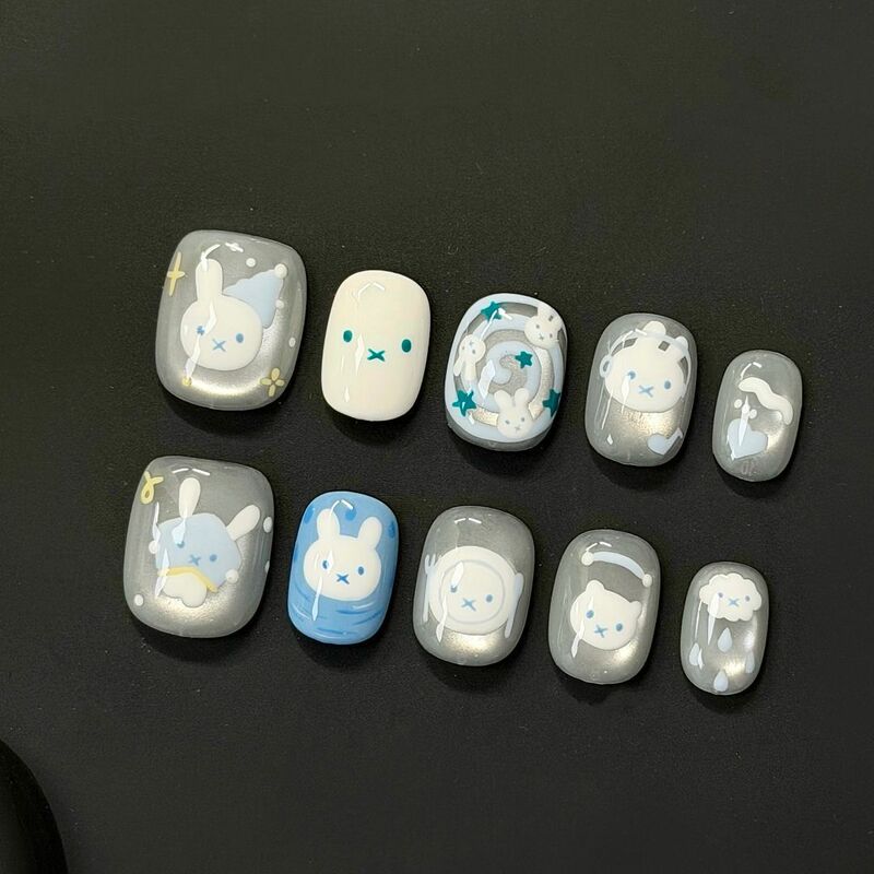 Cat-Eye Wearable Nails, Simple and Unique Niche Design, 2026 New Short Trendy Style, Doudou Nail Stickers, Factory Wholesale