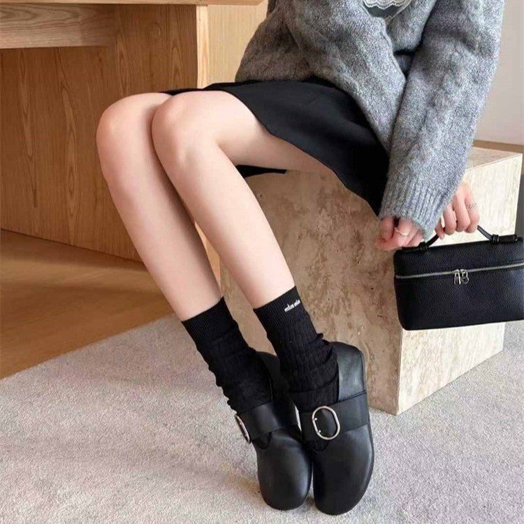 Soft Leather Version ~ New Spring And Autumn French-style Versatile Retro Mary Jane With Metal Buckle, Flat Shallow_vogvips.com