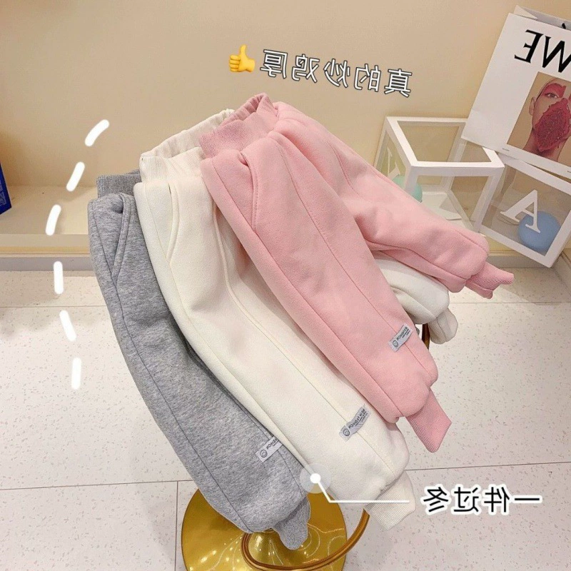 Утолщенные брюки на флисовой подкладке для девочек, новинка зимы 2021, детские теплые хлопковые брюки, корейские детские брюки, брюки до щиколотки