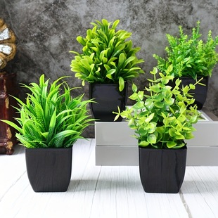 Cross-Border Potted Artificial Green Plants Home Desktop Ornaments Bonsai Decoration Plastic Artificial Artificial Flowers