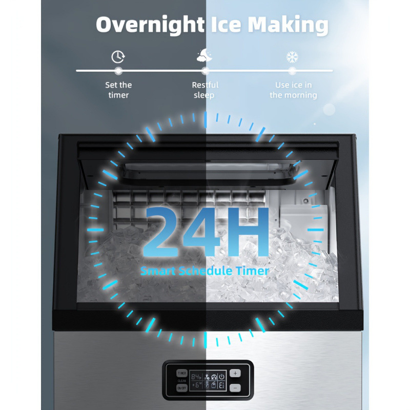 2026 nueva máquina de hielo de acero inoxidable transfronteriza 100 libras / 24 horas máquina de hielo comercial