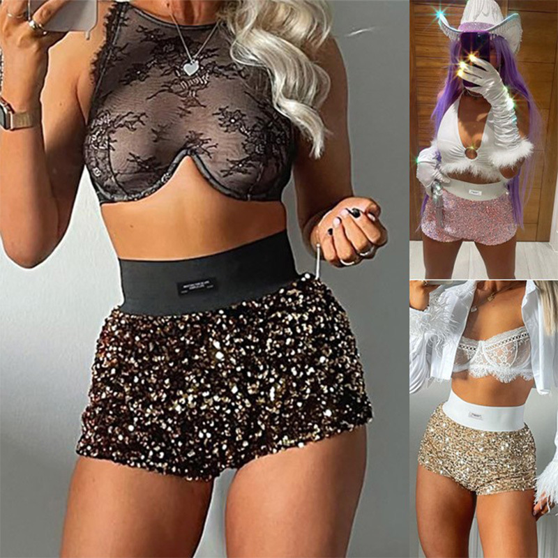 Women's Daily Vintage Style Solid Color Shorts Sequins Shorts display picture 1
