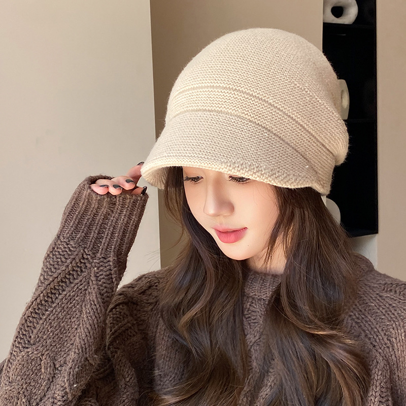 Gorro de punto para mujer otoño invierno cálido con orejeras_voghion.com