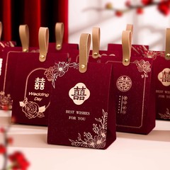 中国式結婚軽豪華手提げ喜糖礼箱結婚祝いお土産箱フロスト砂糖箱結婚式創意キャンディー箱