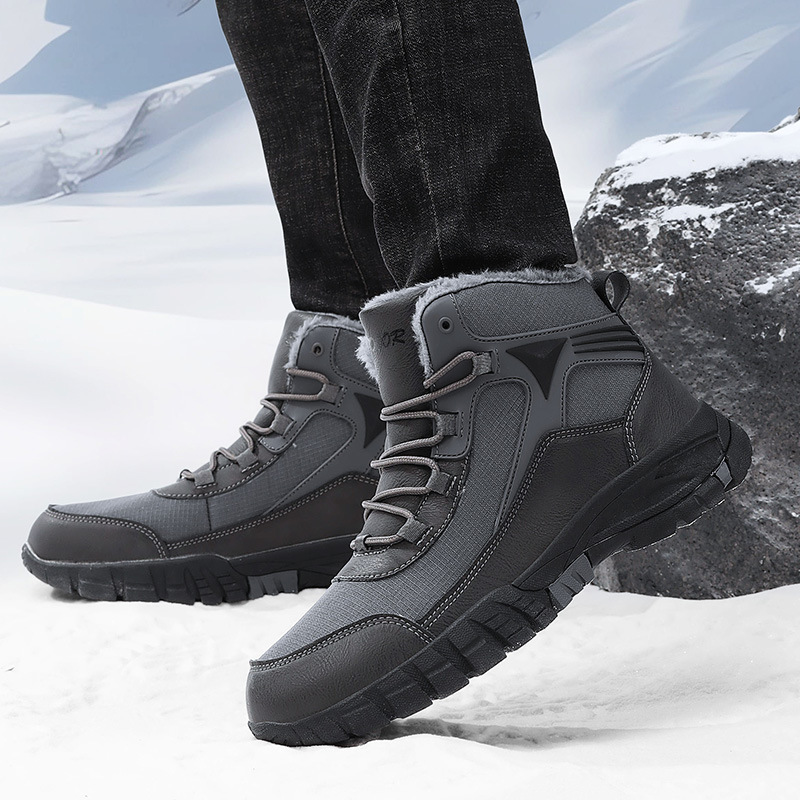 Cross-border antideslizante senderismo más tamaño botas de nieve de los hombres de forro polar engrosada zapatilla impermeable resistente al frío cálido botas de algodón de alta hombres