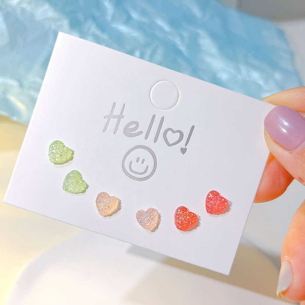 Leaf, Heart Shape, Flower Pattern 3 Pairs Cute Leaf Heart Shape Flower Plastic Resin Epoxy Women's Ear Studs