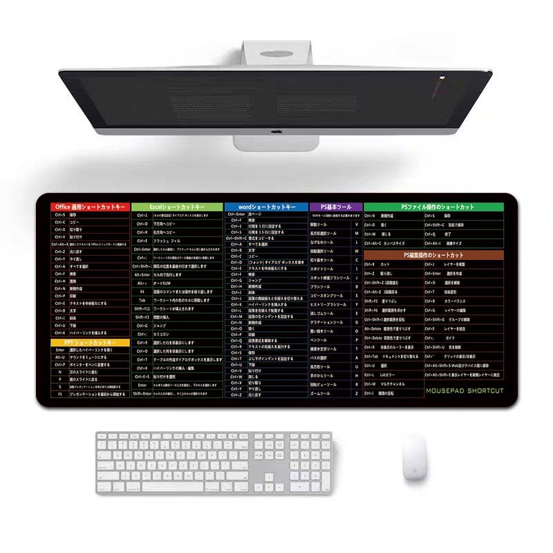 跨境批发热销英文快捷键多国语言定制耐脏鼠标垫办公桌垫MousePad|undefined