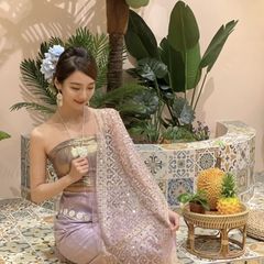 傣族服装女西双版纳民族服装旅游拍照打卡网红明星爆款三件套泰式
