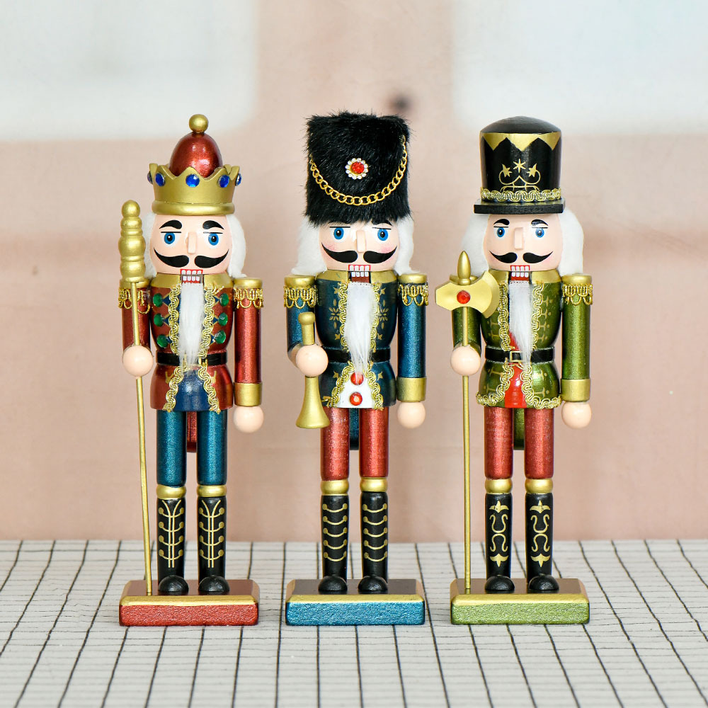 Inventario 10in estilo nórdico cascanueces decoraciones 25cm perlas adornos de Navidad nueces soldados marionetas