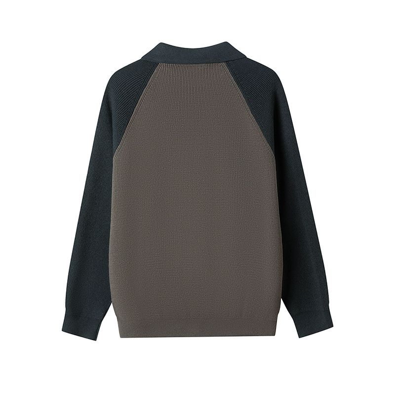 Botón polo cuello contraste suéter cardigan hombre nuevo otoño invierno cross-border mangas casuales sueltas camisa de punto coreana