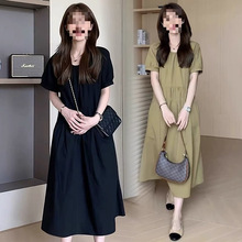 孕妇连衣裙夏款2025新款大码夏装长裙小个子孕妈妈时尚夏季裙子女