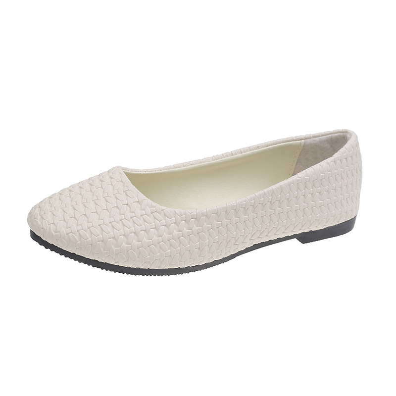 Gran tamaño de diseño trenzado sentido de otoño 2025 nuevo estilo poco profundo cabeza punta suela suave zapatos de abuela retro zapatos de sola plana para mujeres