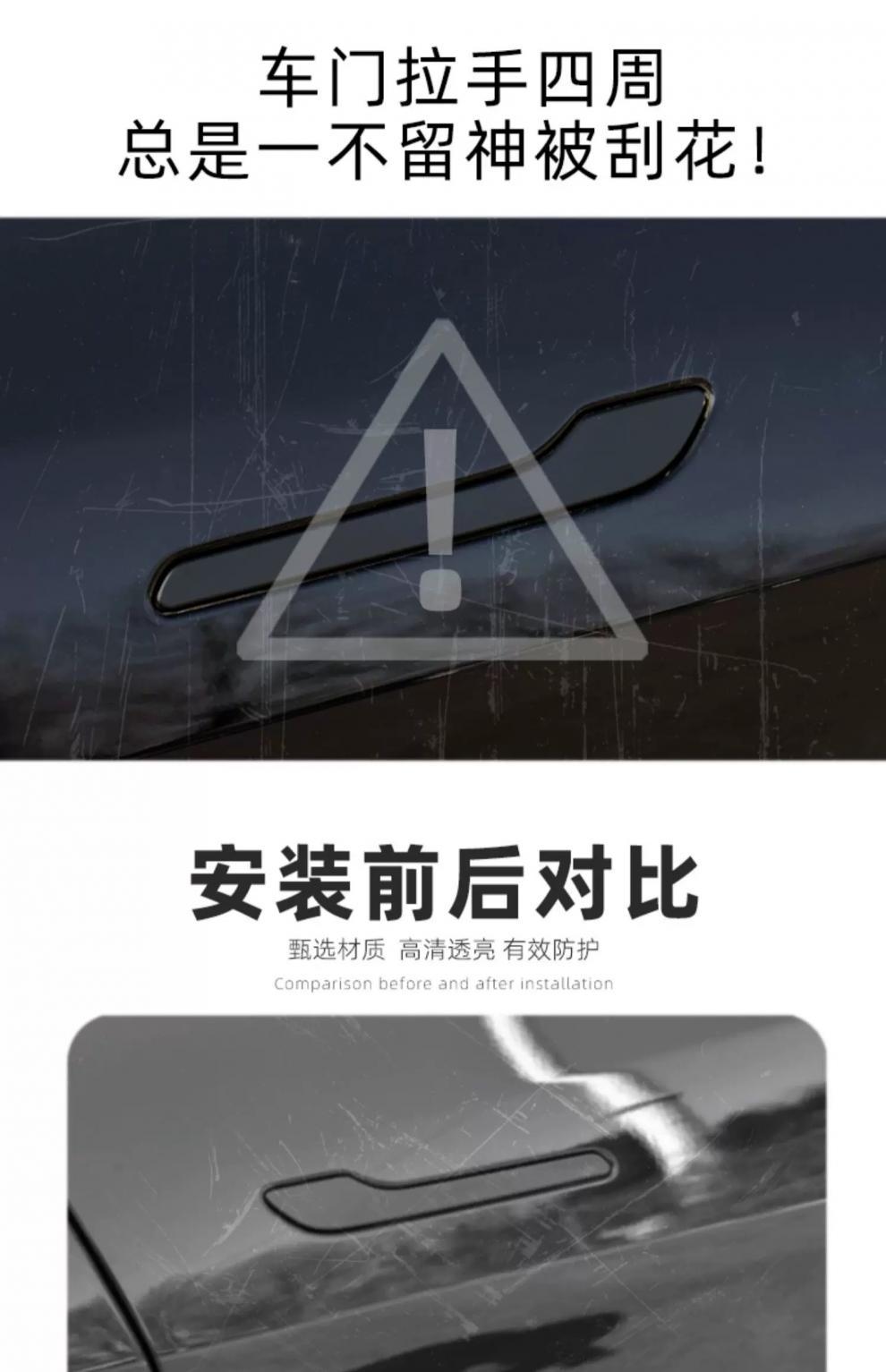 Suitable for Tesla Model Y/Huanxin 3 Outer Door Bowl Protective Sticker Handle Surrounding Protective Film Transparent Anti-Scratch-Tpu