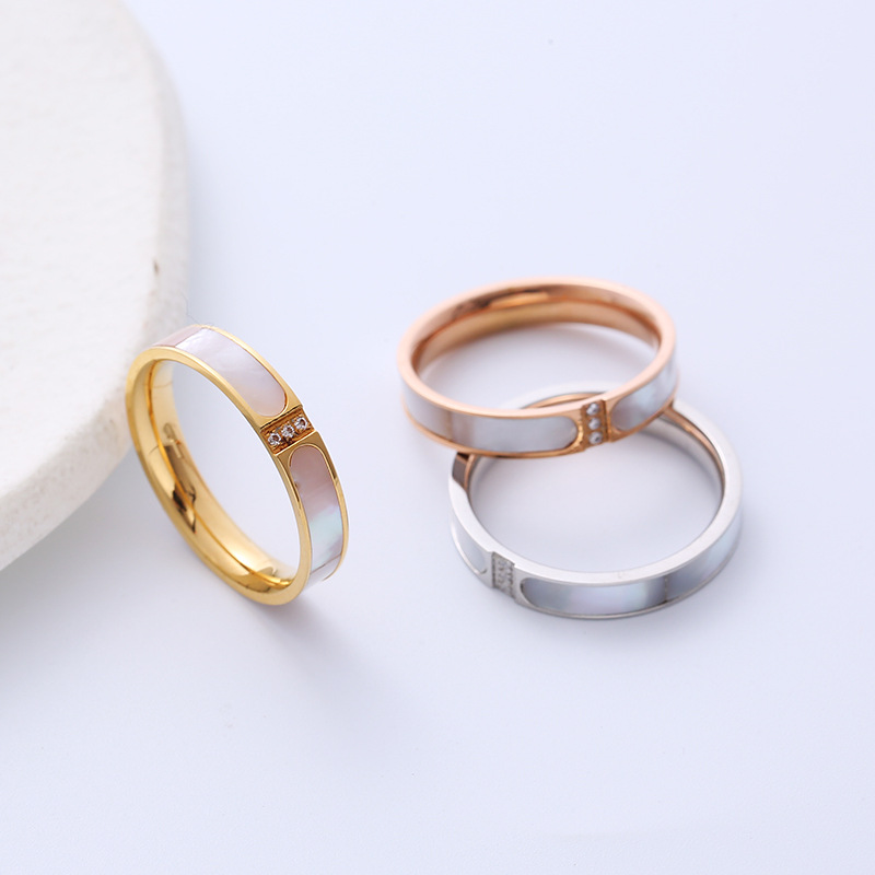 5g Weight PVD Coated Gold Plating Process 18K Gold Plated Plating Material Wholesale Jewelry Simple Style Geometric 304 Stainless Steel Shell 18K Gold Plated Inlaid Zircon Stainless Steel Rings
