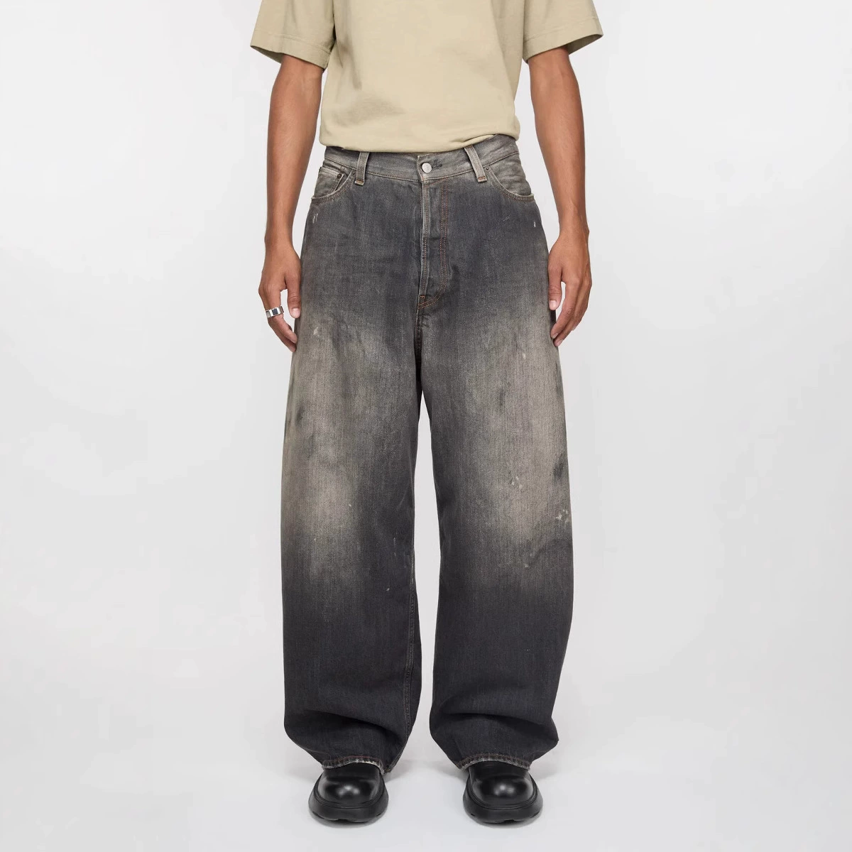 AC стиль ретро мойка, чтобы сделать старые грязные джинсы, мужские уличные приливы, свободные широкие ноги, прямые повседневные длинные брюки