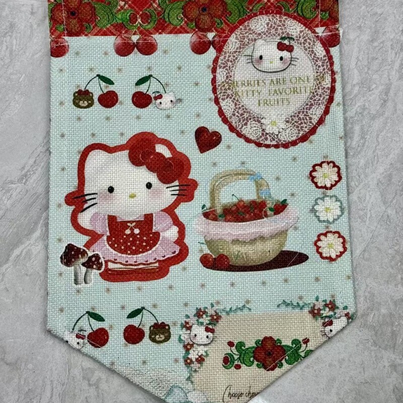 Cute Cartoon Kitty Bedroom Door Curtain Triangular Flag Curtain Girly Hello Kitty Cardboard Room Divider Ins Decoration