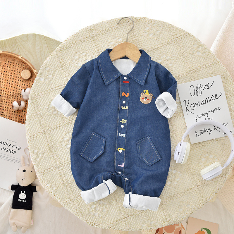[New in Spring] Baby's conjoined double-layer spring Harbin clothes for newborn climbing clothes trendy baby's spring clothes for outside wear