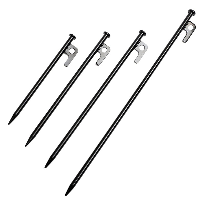 Outdoor Camping Accessories: Canopy Tent, Extra-Long and Thick Black Steel Ground Stakes, High-Strength Corrosion-Resistant, Stable Grip, Windproof Stakes