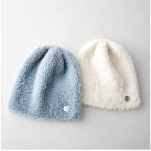 秋冬毛绒绒保暖包头帽女简约百搭可爱护耳防风显脸小纯色冷帽男