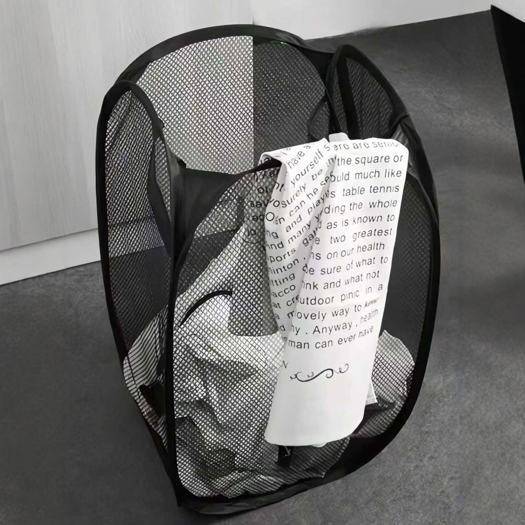 Folding Mesh Laundry Basket, Large Capacity Storage Basket, Household Laundry Basket, Portable Bathroom Clothing Storage Bin