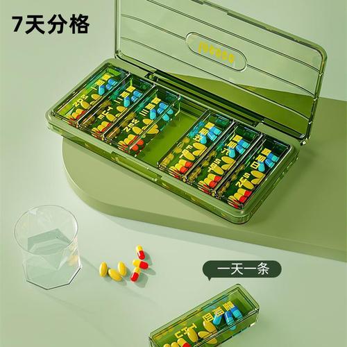 The medicine box reminds the elderly to carry it with them morning and night seven days a week. Large-capacity packaging box for medicines and pills for the elderly. Dropshipping.