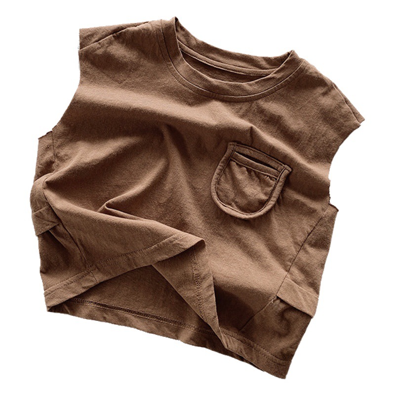 Chaleco sin mangas para niños ~ verano nuevo estilo coreano para niños algodón transpirable camiseta personalizada bebé moda japonesa ropa para niños