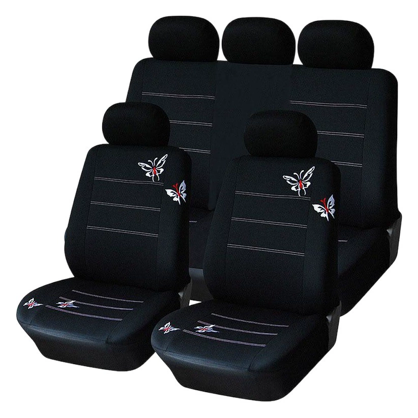 Чехол на сиденье AliExpress для четырех сезонов черная вышивка бабочки автомобильные принадлежности набор из 9 предметов желаний Amazon Ebay Двойная игла