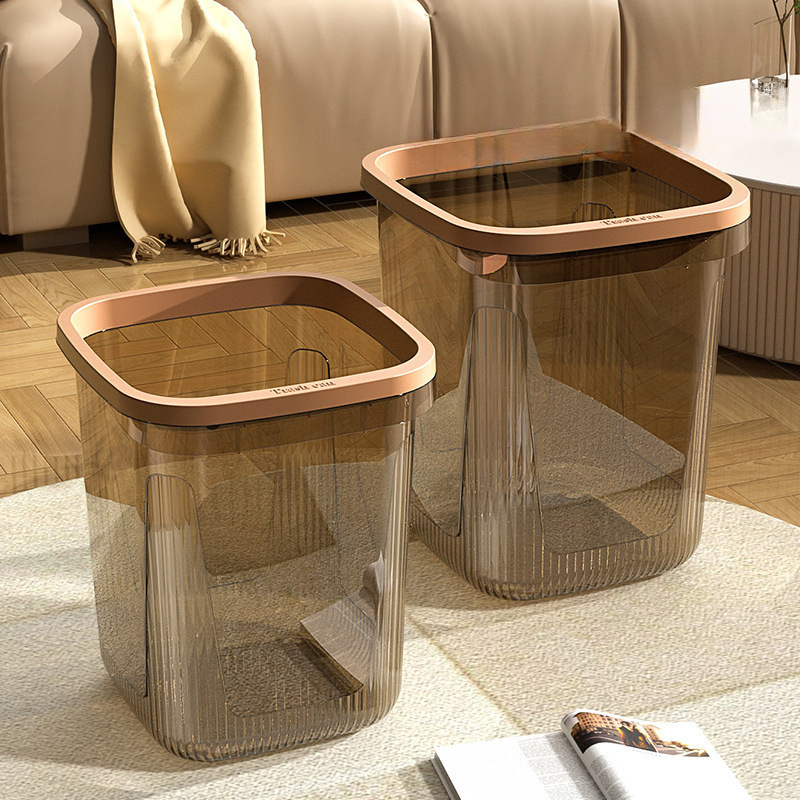 垃圾桶家用轻奢高级感拉圾筒大号大容量厨房客厅透明垃圾桶卫生间