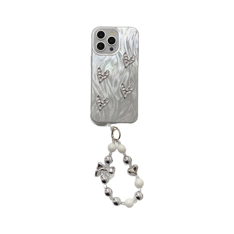 Hilo de plumas IMD para Apple 16PROMAX pliegues amor funda para teléfono móvil iphone11/14 funda protectora de plata láser image 5