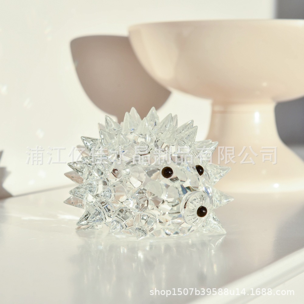Fabricantes al por mayor transfronterizos exclusivos para oficinas, adornos de erizo, decoraciones creativas de cristal para el hogar, artesanías de cristal