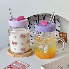 Bolimei Korean-inspired Ins-style borosilicate heat-resistant glass straw cups, student drinking cups, glass cups wholesale
