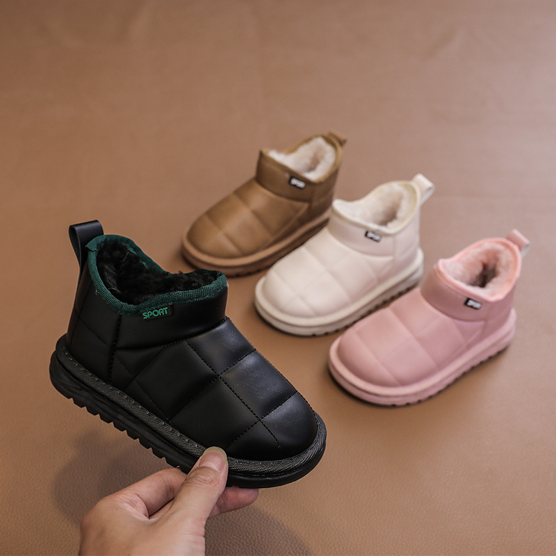 One-piece winter snow boots for children, new, thick and warm, for girls and boys, fur-lined, for babies and young children