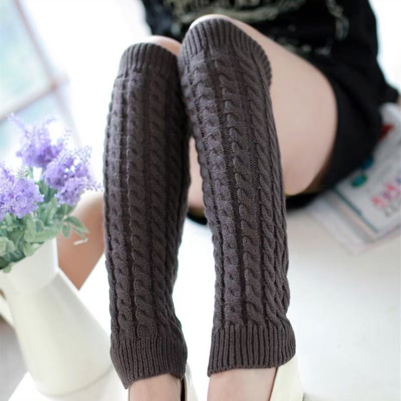 Cross-Border Stacked Sock Covers, Mid-Length Autumn and Winter Knitted Leg Warmers, New Simple Women's Calf Shaping Twist Socks