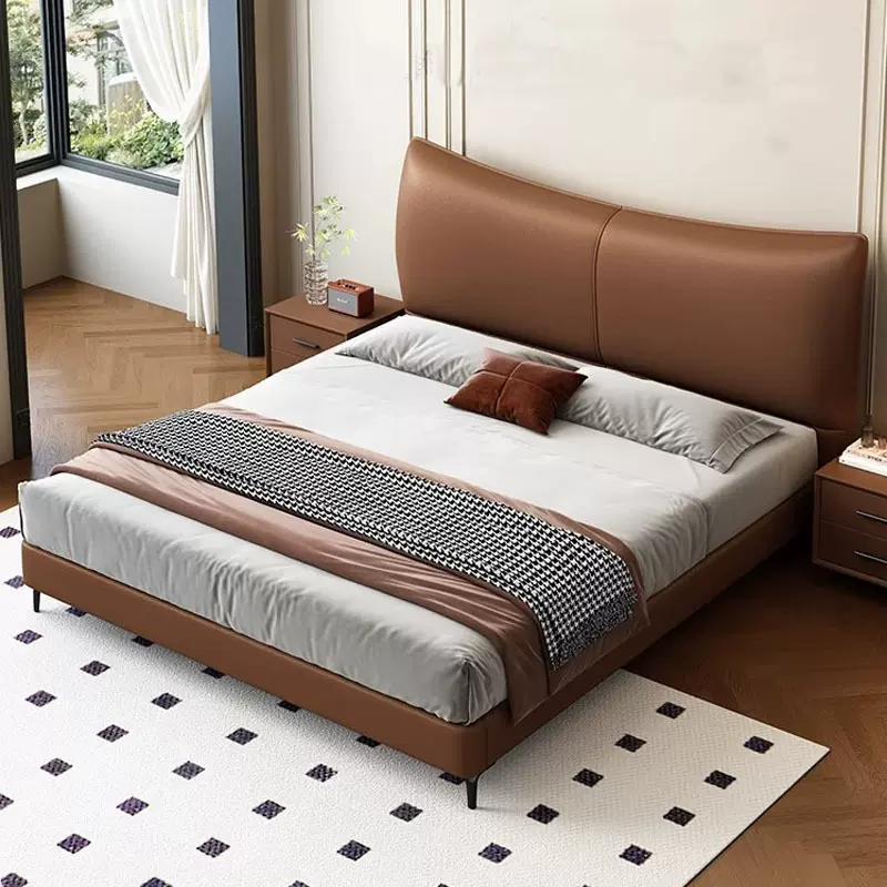 意式极简新款双人主卧真皮床现代简约小户型轻奢大气储物皮艺床