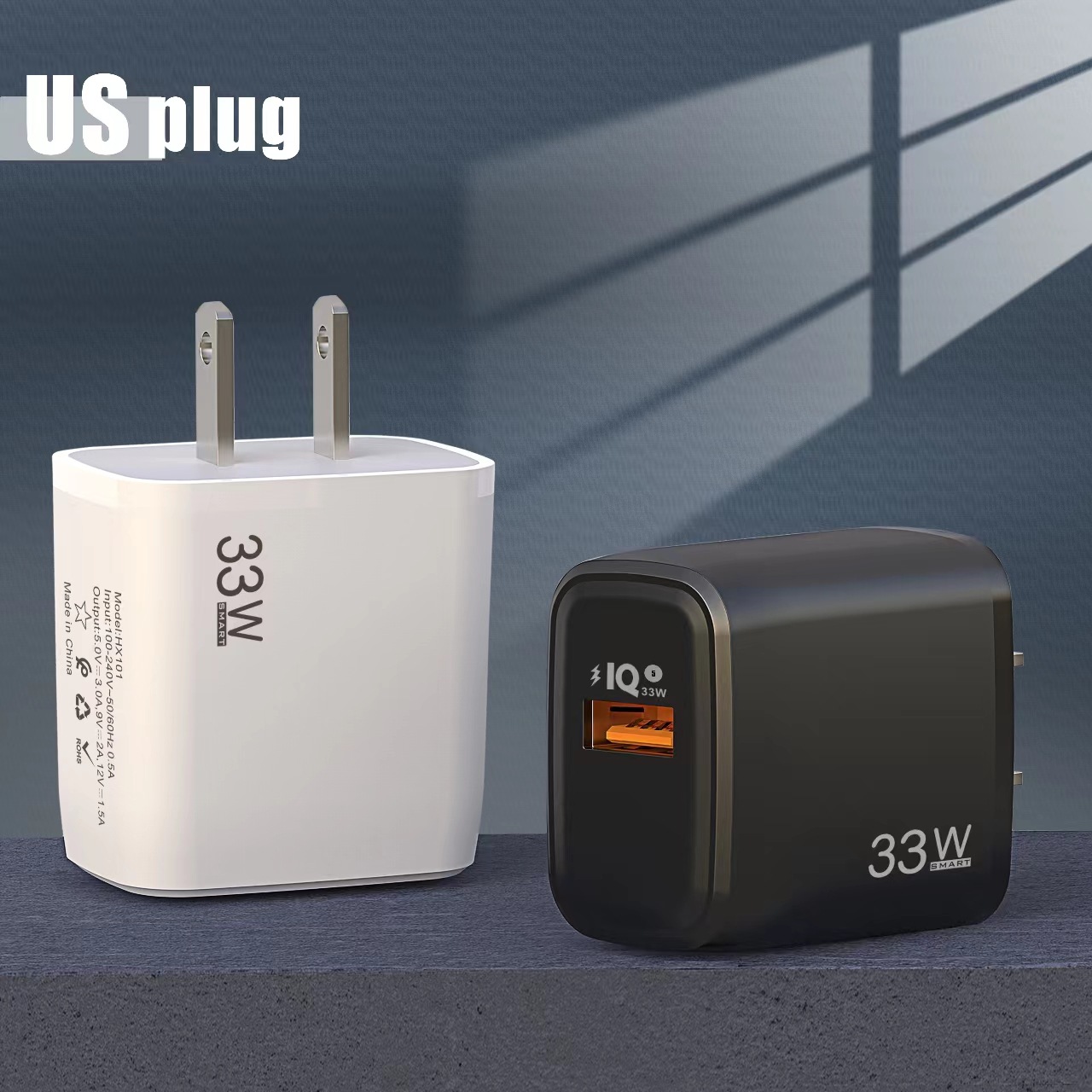 Cargador USB para teléfono móvil QC3.0, cabezal de carga rápida de 5V1A, adaptador aplicable a las normas europeas, americanas y británicas, nitruro de galio certificado