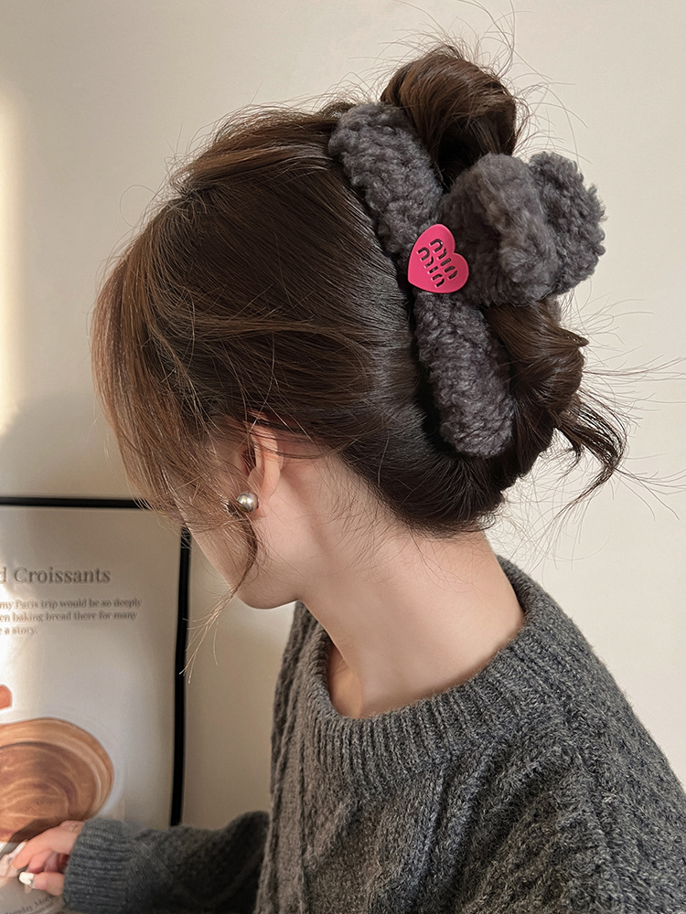 8#Gray teddy curly heart logo 13cm