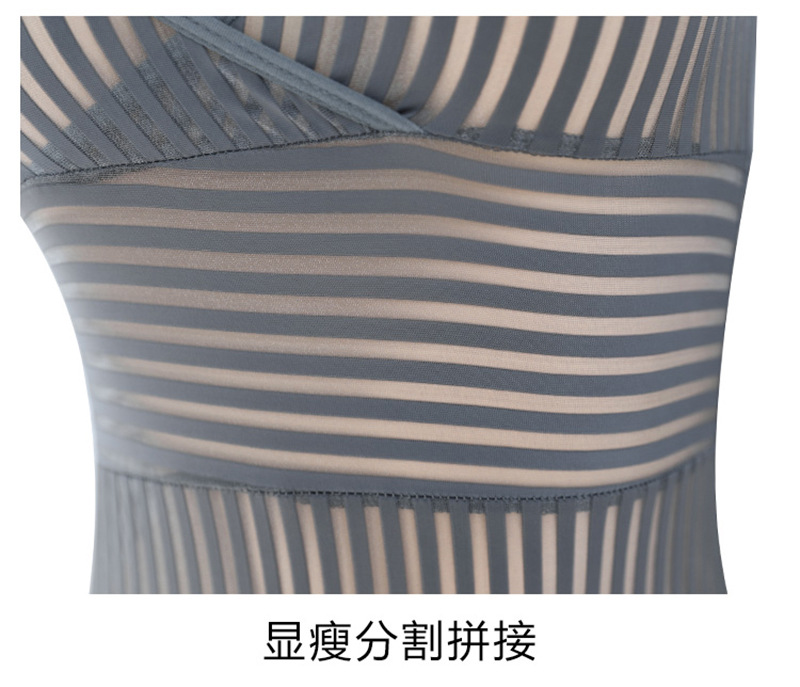 Striped Secretary Roleplay Lingerie Set with Sheer Long-sleeve Top, Mini Skirt and Thong — detail image 35