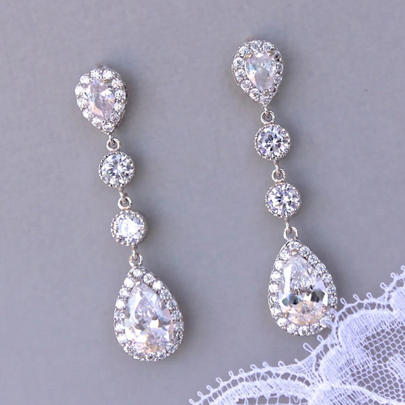 Korean universal fashionable elegant earrings drop-shaped for bride