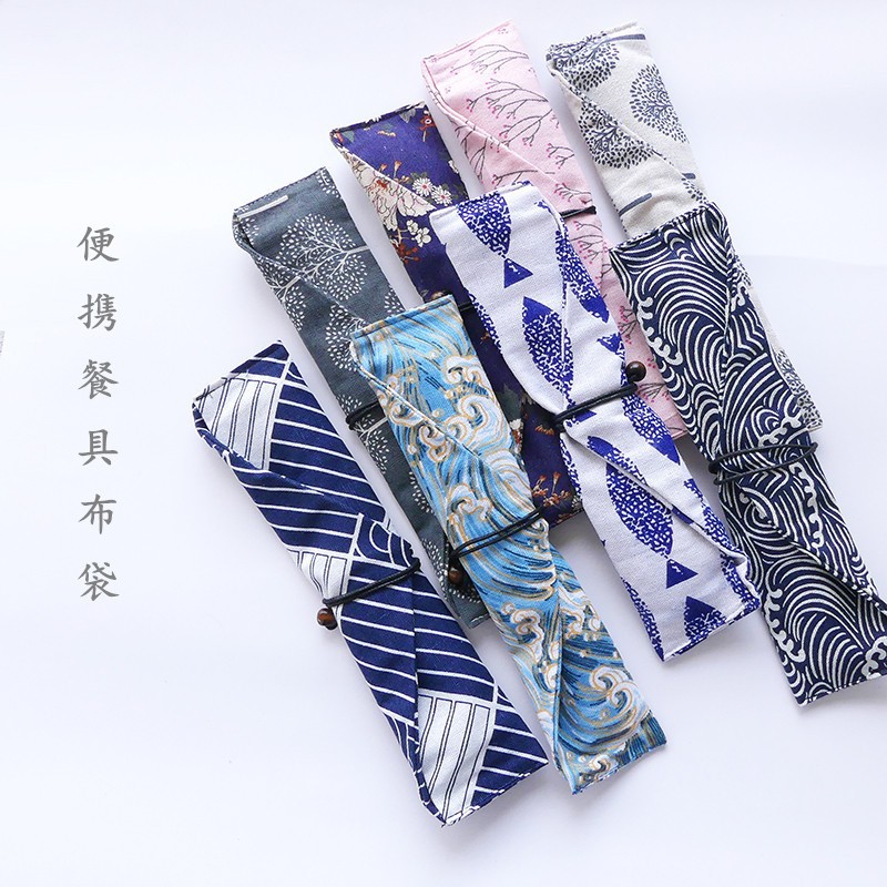 厂家批发 日式和风学生便携餐具布袋 餐具收纳礼品包装袋