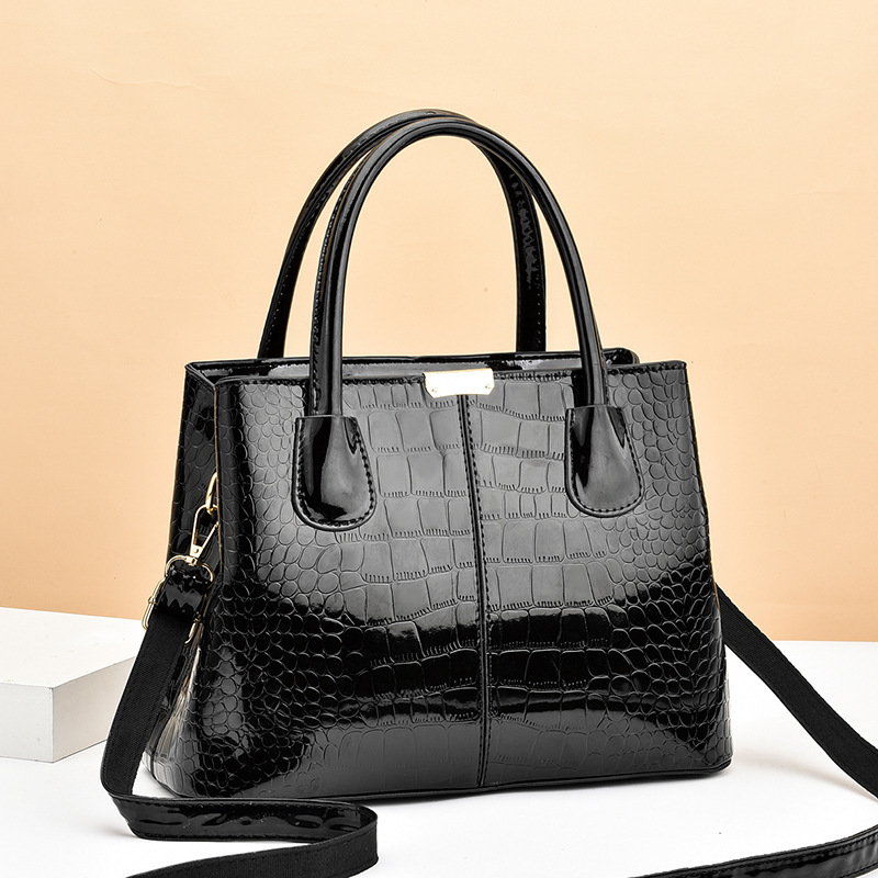Bolso de mano de cuero brillante con diseño de piedras, modelo 2025, bolso sencillo para mujer, bolso de hombro y bandolera de gran capacidad, bolso imprescindible.