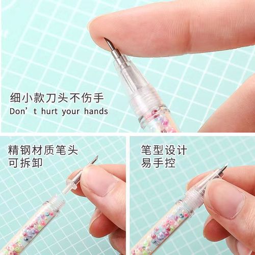 Bubble Knife Pen Cute Ins Style Girl Heartbreak Stone Pen Knife Handbook Sticker Paper Cutting Utility Knife Engraving Knife Wholesale