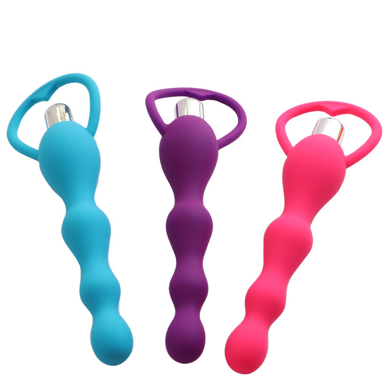 Vibrating Silicone Anal Beads Plug, Black Multi-Function Adult Toy — detail image 9