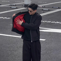 倒三角解构设计感外套男秋季水洗帆布棒球服痞帅哈灵顿短款夹克潮
