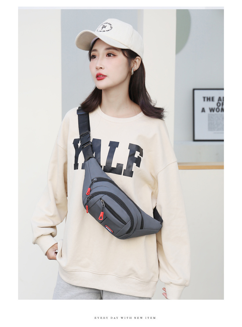 New leather waterproof waist bag for men, casual, simple and large-capacity cash register change crossbody bag, retro sporty chest bag undefined