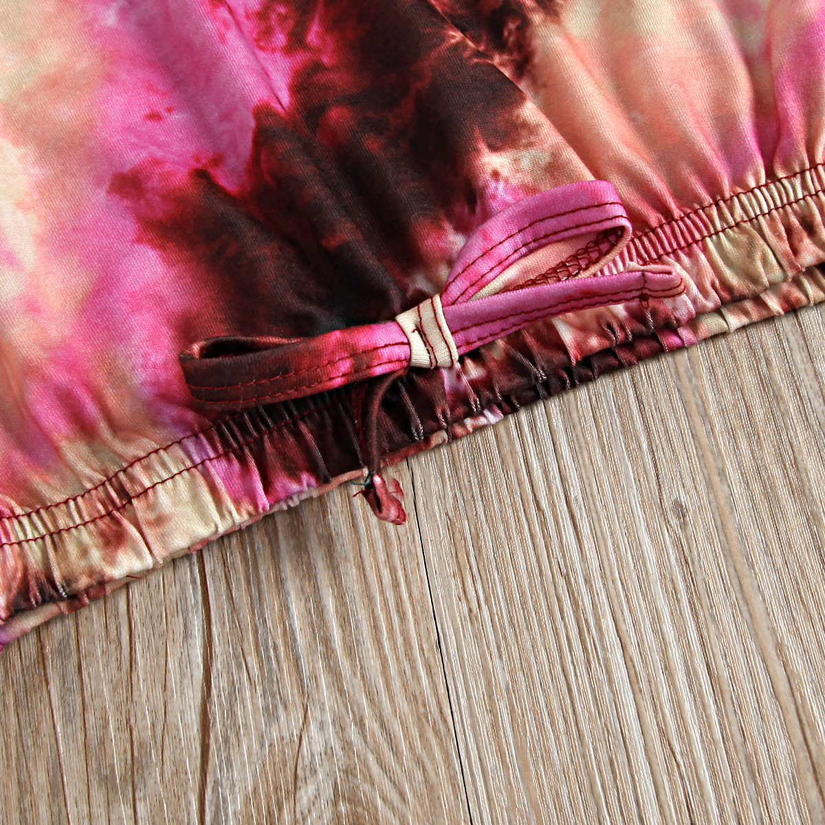 Kinder Tie-dye Rundhals Kurzarm Oberteil Und Rippshorts Set_voghion.com