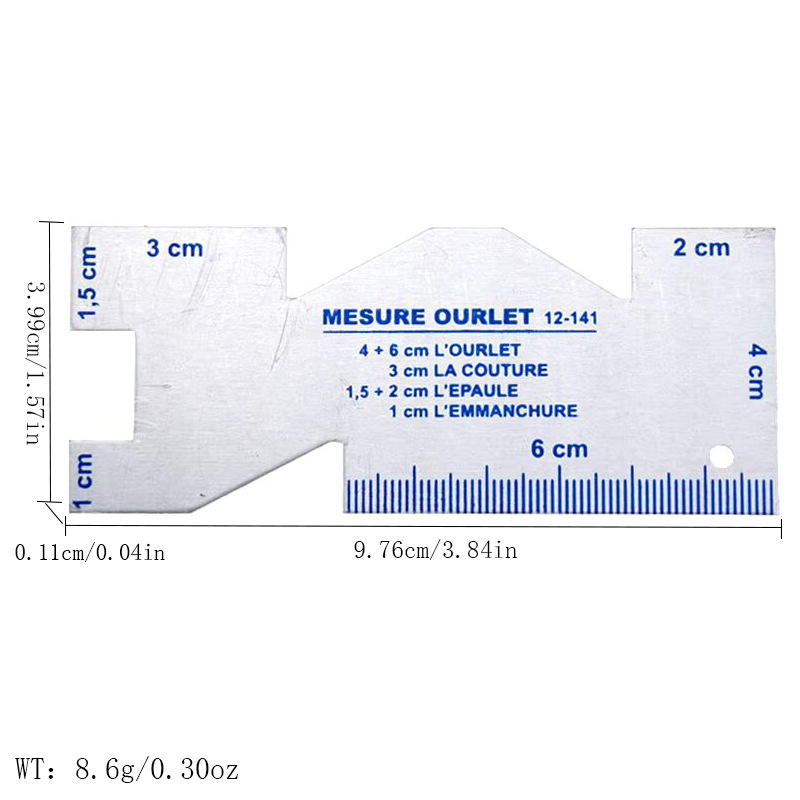 Medidor de espesor de aluminio herramienta de remiendo hecho a mano aleación de aluminio regla medidor de espesor de Keling yalic