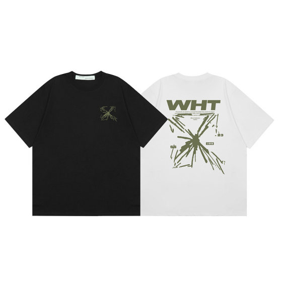 Cross-border hair 2024 summer new trend off-white high quality men's and women's T-shirt printing