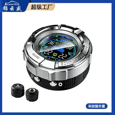 T02 Cross-Border Mini Portable Motorcycle Tire pressure monitoring system - t02-tech-silver-external