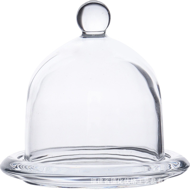 Bandeja de pastel a prueba de polvo pan postre merienda placa cubierta de vidrio Placa de desayuno buffet Placa de exhibición de frutas con tapa